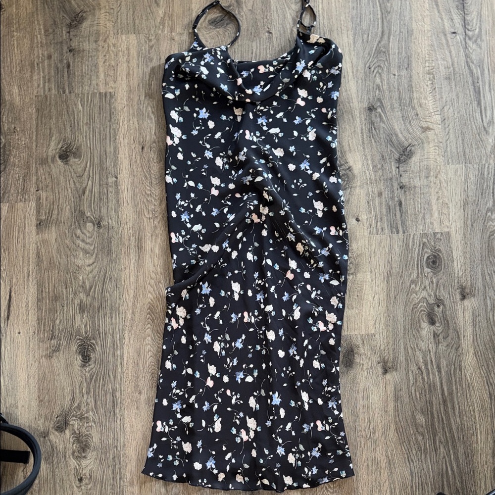 Wilfred Black Floral Midi Dress